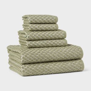 Threshold - 6pc Performance Plus Textured Dot Bath Towel Set M Green
